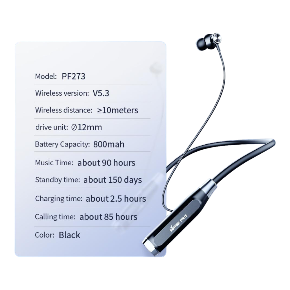 Panther Force Multifunctional Wireless Earphones - PF273 || Bluetooth 5.0, High-Quality Sound, Sweat-Resistant, Long Battery Life, Ergonomic Fit Panther Force Multifunctional Wireless Earphones - PF273 || Bluetooth 5.0, High-Quality Sound, Sweat-Resistant, Long Battery Life, Ergonomic Fit